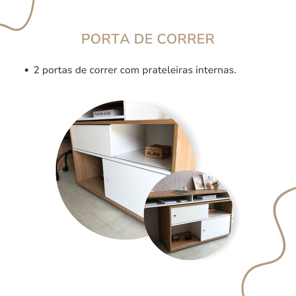 Mesa Escrivaninha 2 Portas de Correr em L Alex Olmo/Branco