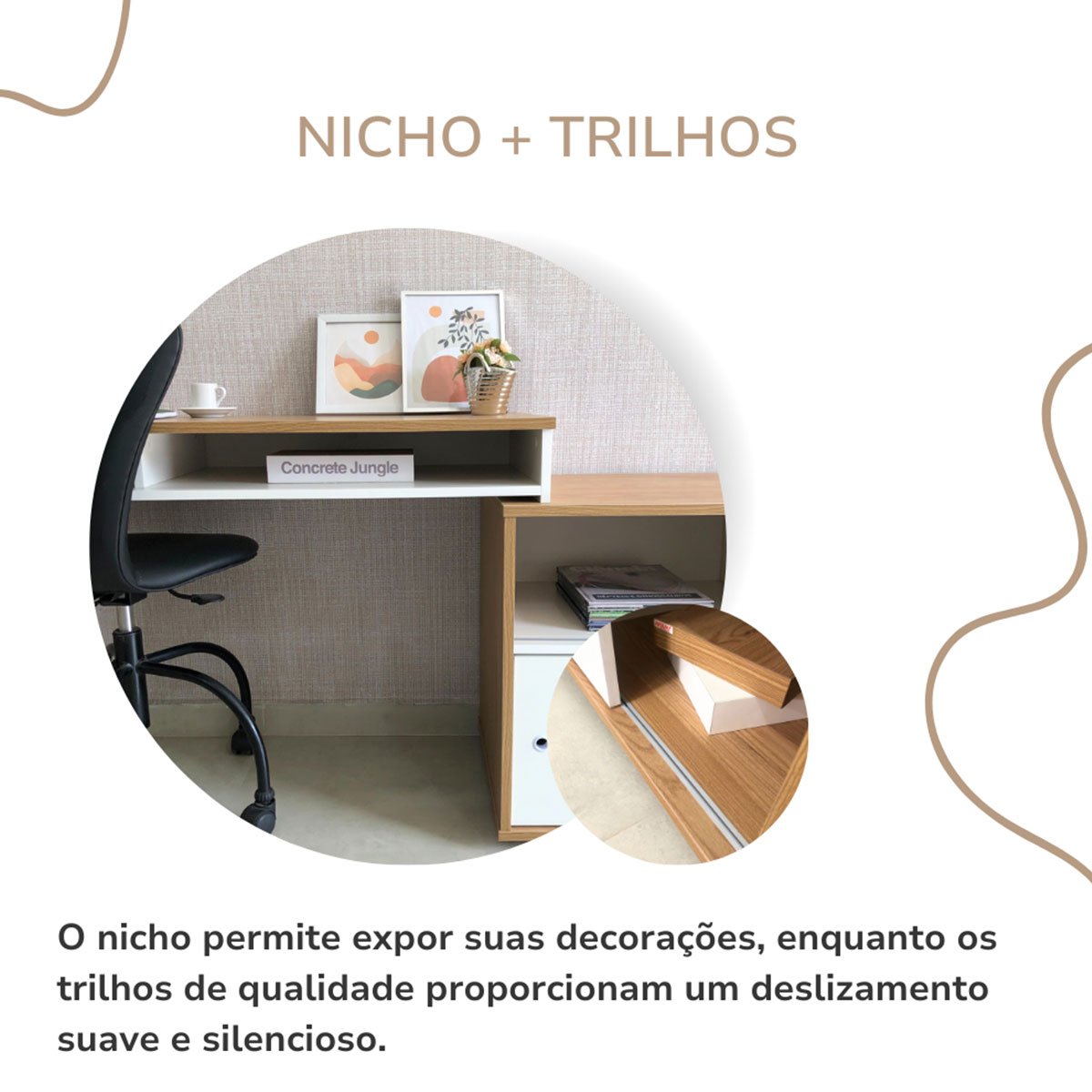 Mesa Escrivaninha 2 Portas de Correr em L Alex Olmo/Branco
