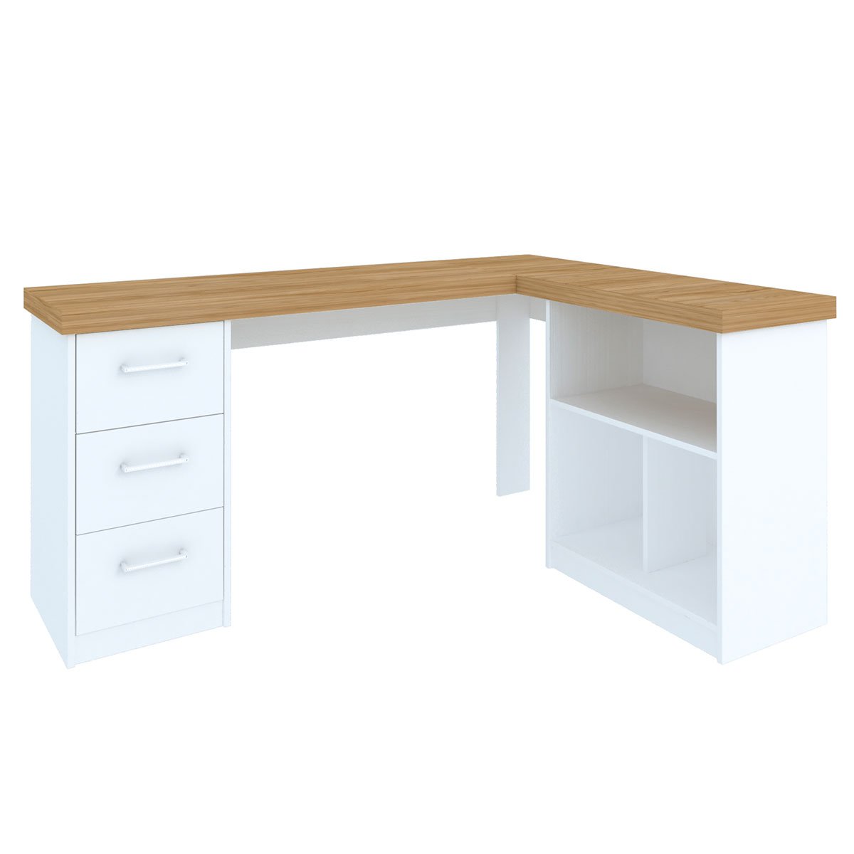 Mesa Escrivaninha 3 Gavetas com Nichos em L Marilu Olmo/Branco