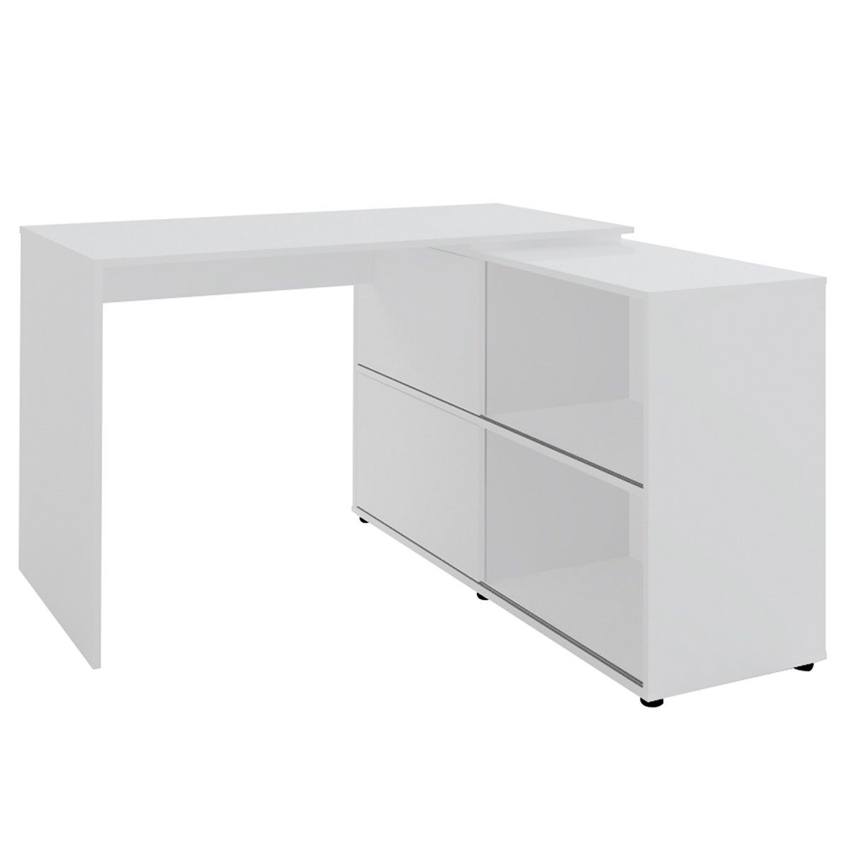 Mesa Escrivaninha em L com 2 Portas e 4 Nichos Marle Branco