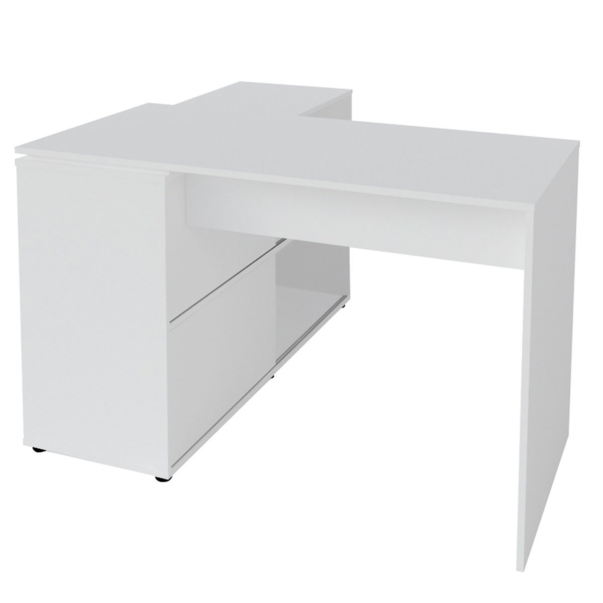 Mesa Escrivaninha em L com 2 Portas e 4 Nichos Marle Branco