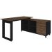 Mesa Escrivaninha em L com 3 Gavetas e Nichos Nexos Ipê/Preto