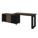Mesa Escrivaninha em L com 3 Gavetas e Nichos Nexos Ipê/Preto