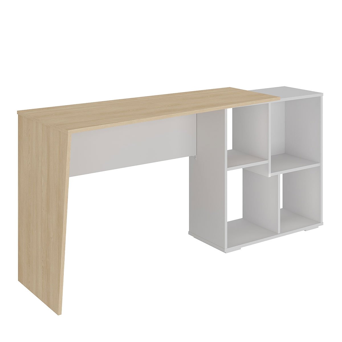 Mesa Escrivaninha em L com Nichos Duran Carvalho/Branco