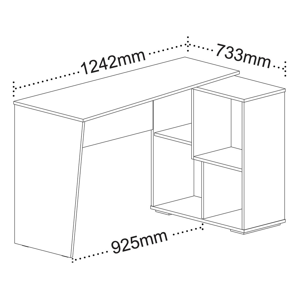Mesa Escrivaninha em L com Nichos Duran Ipê/Branco