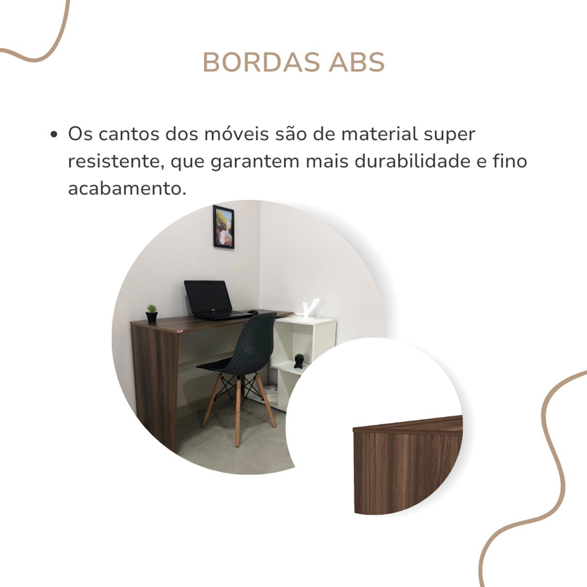 Mesa Escrivaninha em L com Nichos Duran Ipê/Branco