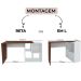 Mesa Escrivaninha em L com Nichos Duran Ipê/Branco