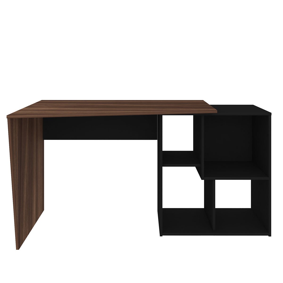 Mesa Escrivaninha em L com Nichos Duran Ipê/Preto