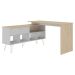 Mesa Escrivaninha em L com Porta e 6 Nichos Hawaii Carvalho/Branco