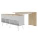Mesa Escrivaninha em L com Porta e 6 Nichos Hawaii Carvalho/Branco
