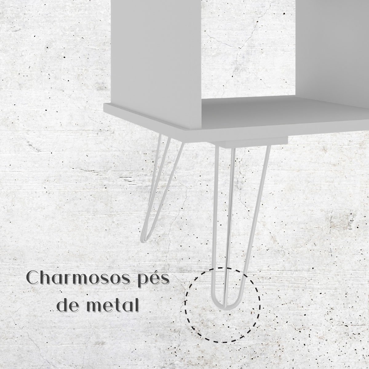 Mesa Escrivaninha em L com Porta e 6 Nichos Hawaii Carvalho/Branco