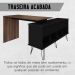 Mesa Escrivaninha em L com Porta e 6 Nichos Hawaii Ipê/Preto