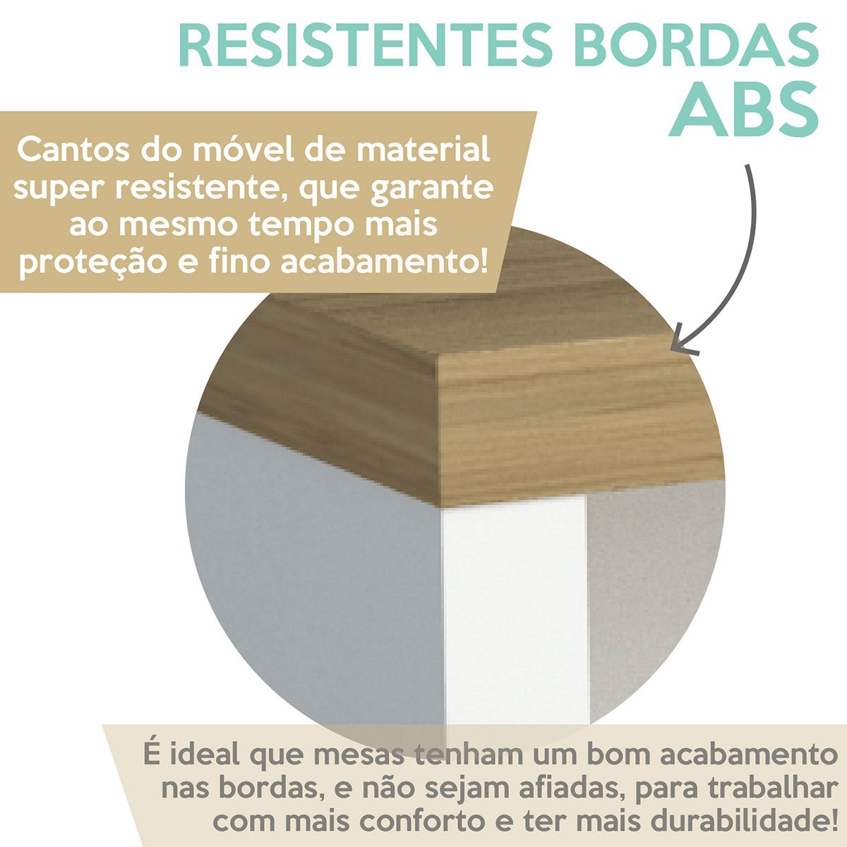 Mesa Escrivaninha para Escritório Loke Olmo/Branco