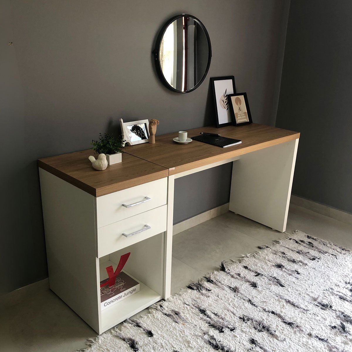 Mesa Escrivaninha para Escritório Loke Olmo/Branco