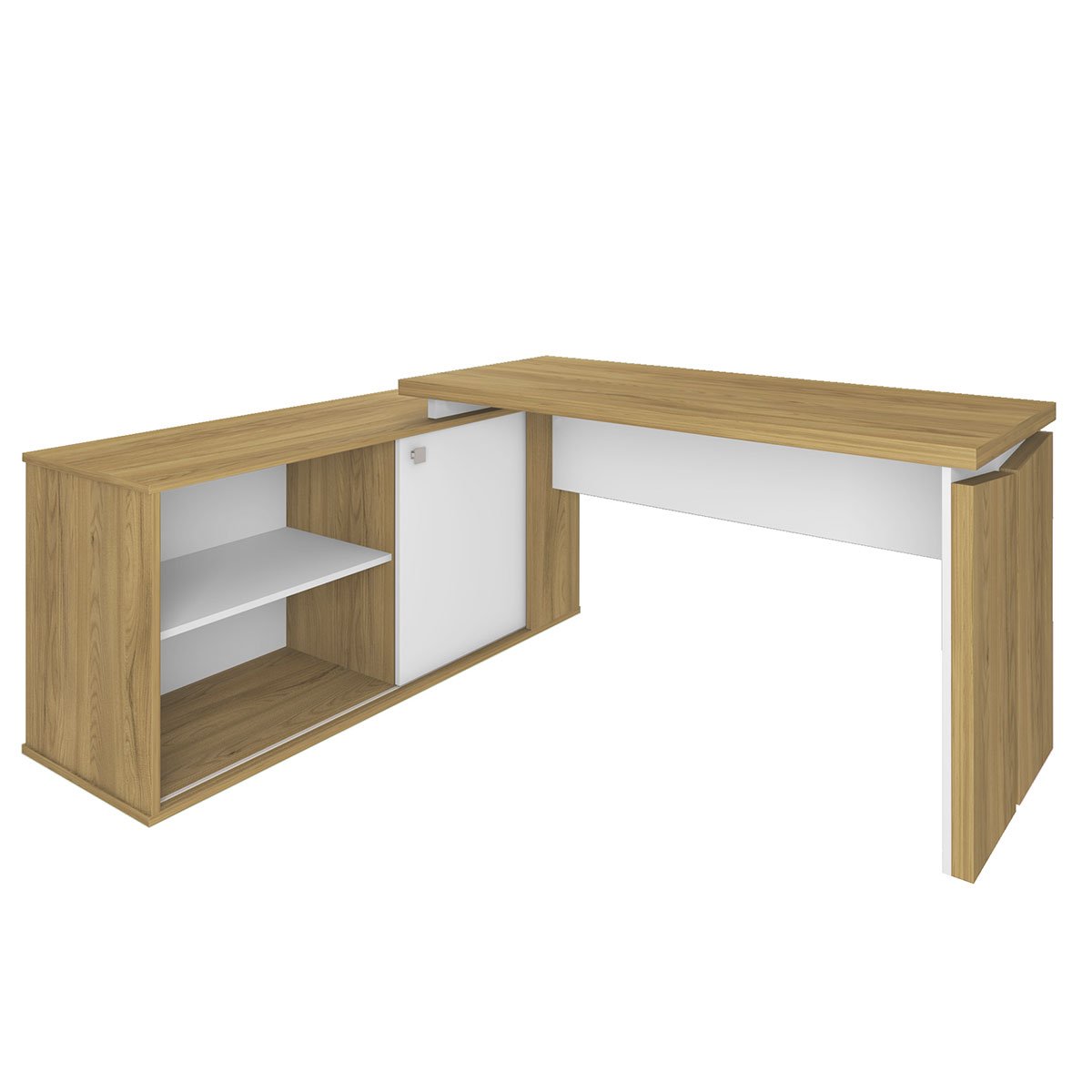 Mesa Escrivaninha para Escritório em L com Porta Stuart Olmo/Branco