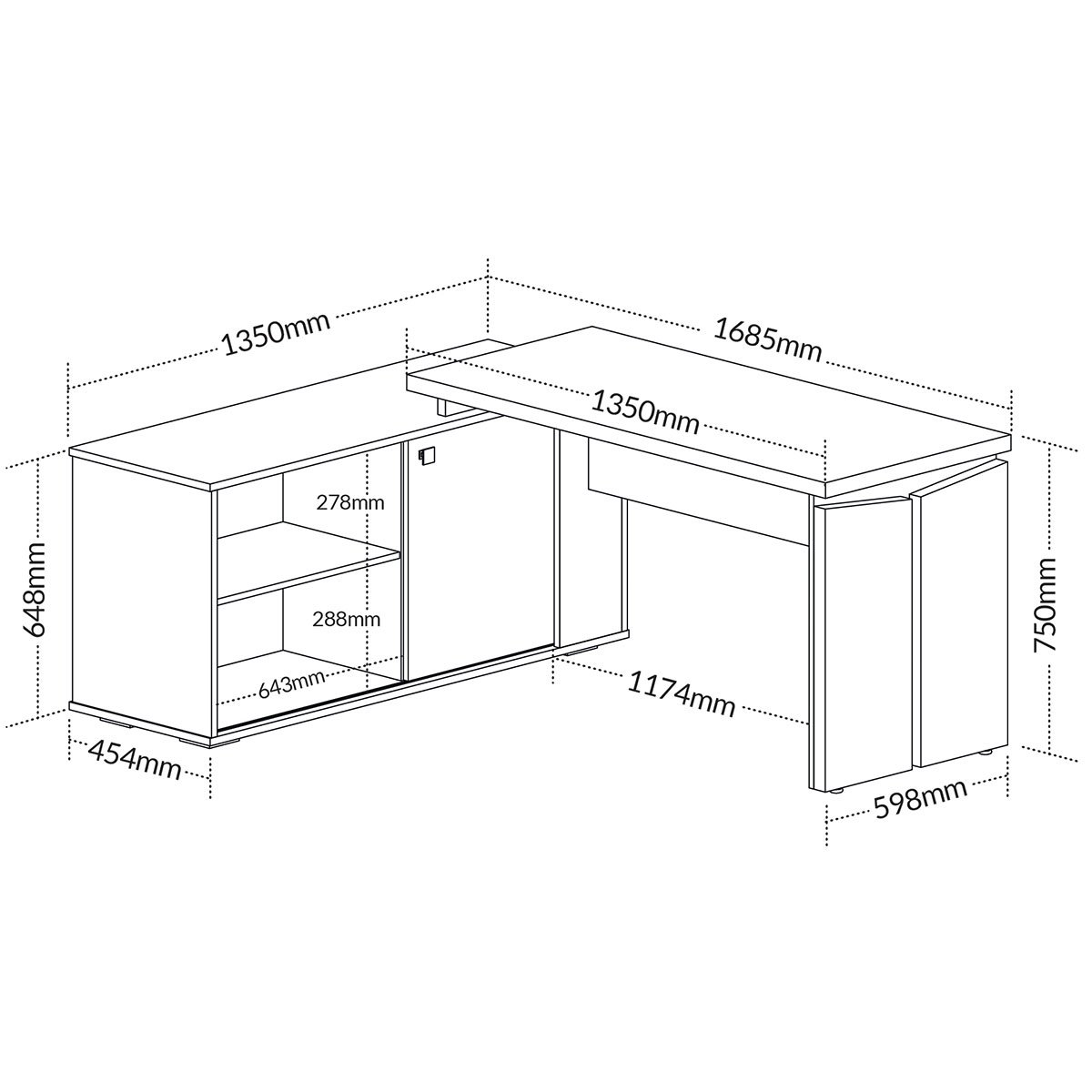 Mesa Escrivaninha para Escritório em L com Porta Stuart Olmo/Branco