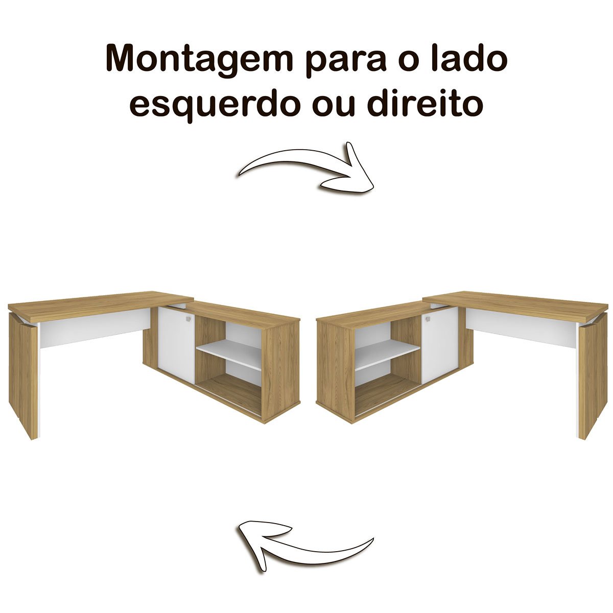 Mesa Escrivaninha para Escritório em L com Porta Stuart Olmo/Branco