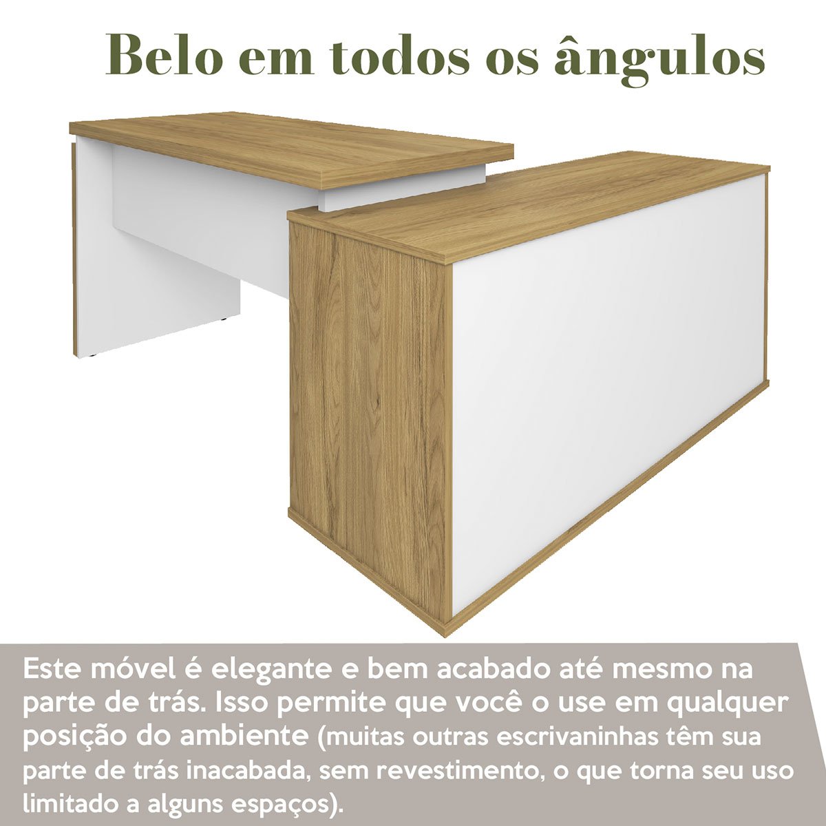 Mesa Escrivaninha para Escritório em L com Porta Stuart Olmo/Branco