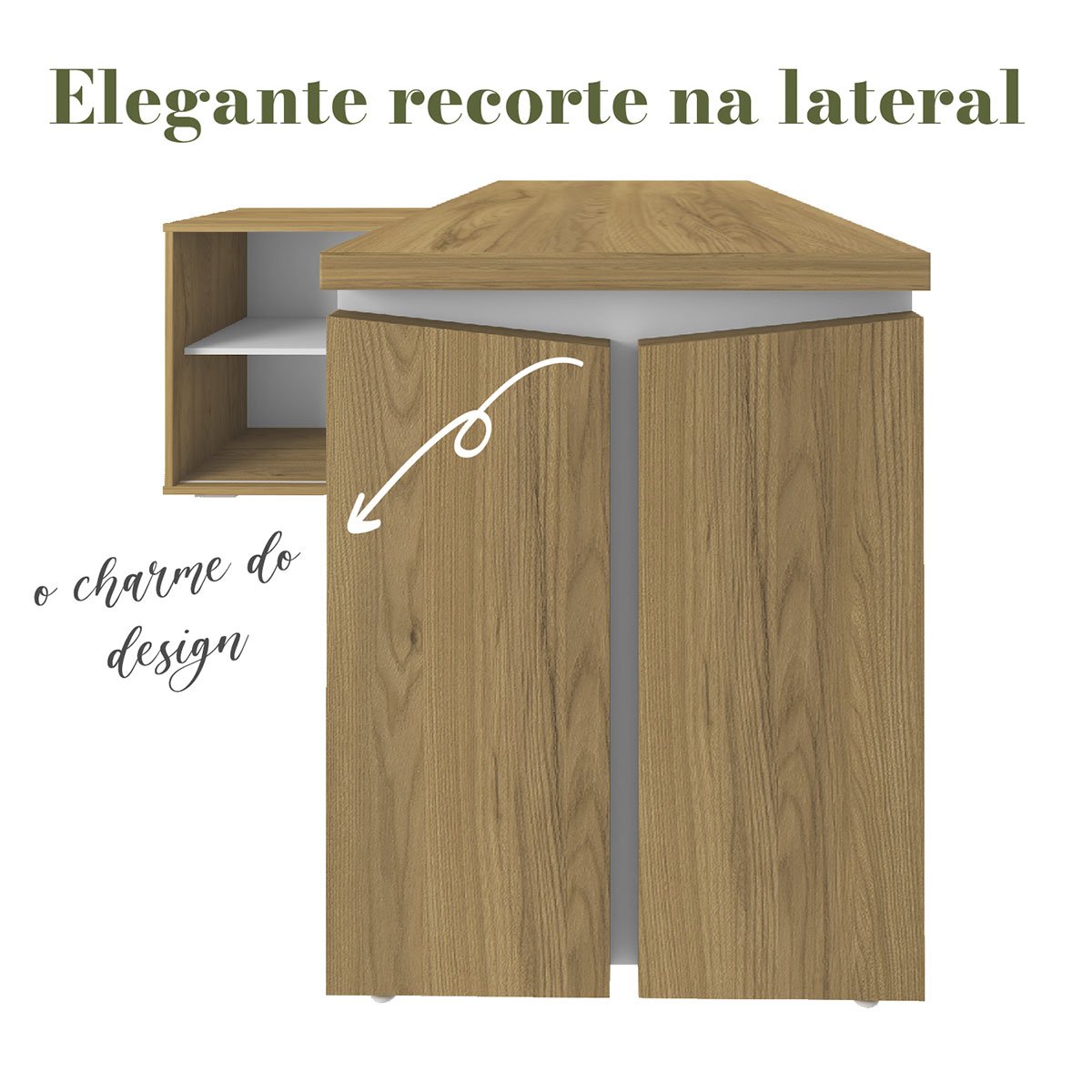 Mesa Escrivaninha para Escritório em L com Porta Stuart Olmo/Branco