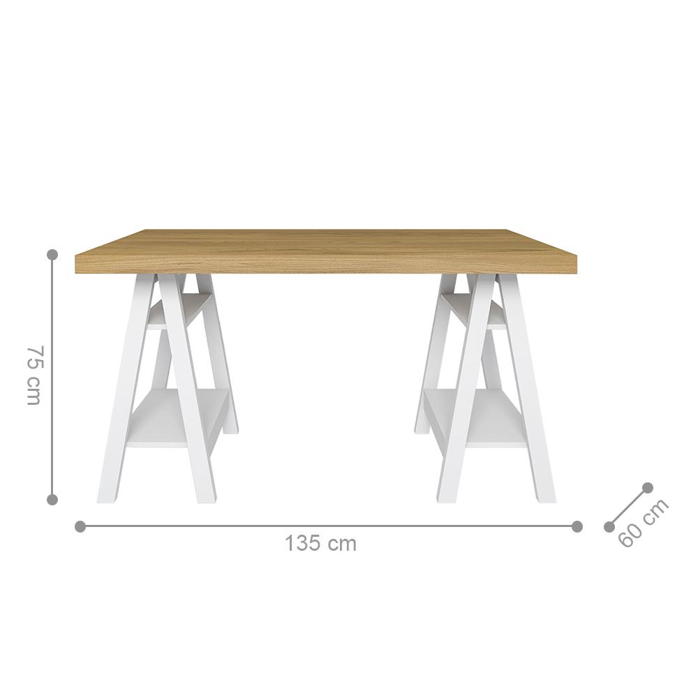 Mesa de Computador com 4 Prateleiras Montana Olmo Branco