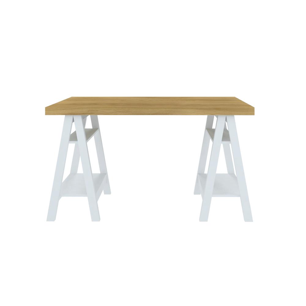Mesa de Computador com 4 Prateleiras Montana Olmo Branco