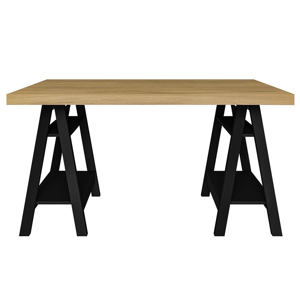 Mesa de Computador com 4 Prateleiras Montana Olmo Preto