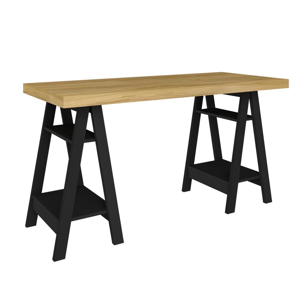 Mesa de Computador com 4 Prateleiras Montana Olmo Preto