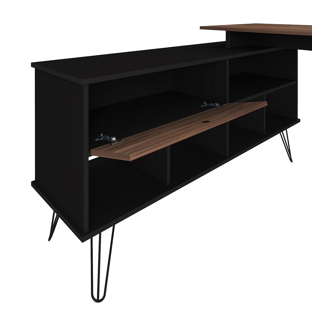 Mesa de Computador em L 1 Porta Colorado Ipê Preto