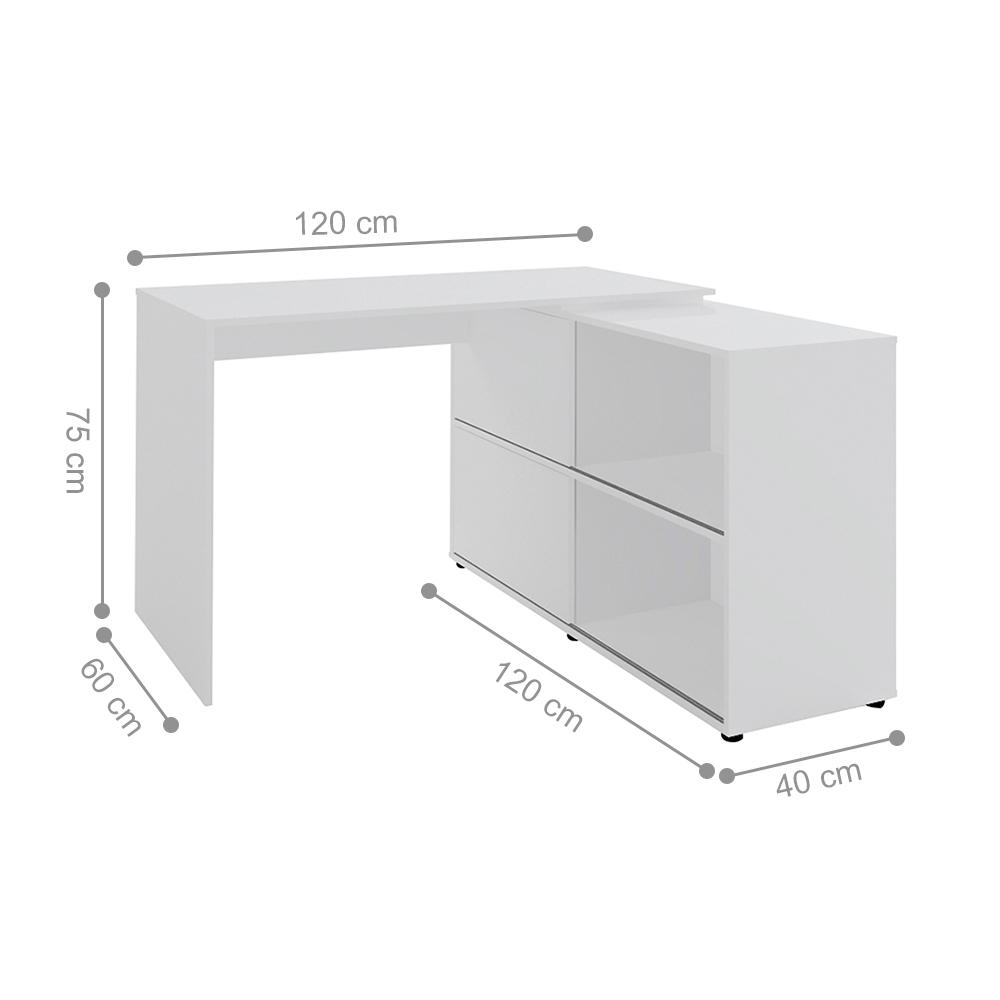 Mesa de Computador em L 4 Nichos Geórgia Branco