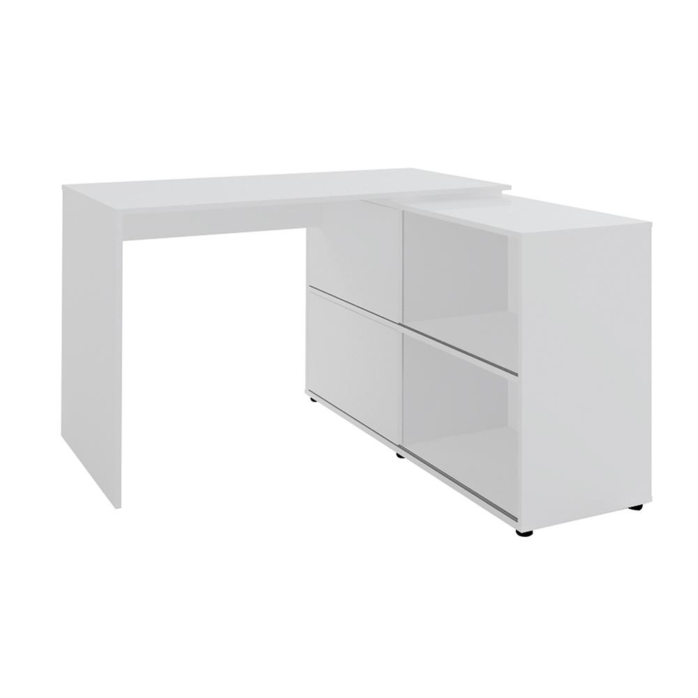 Mesa de Computador em L 4 Nichos Geórgia Branco