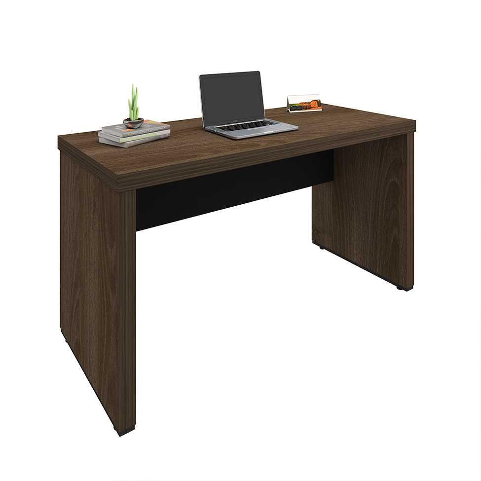 Mesa de Escritório Executiva Marrom e Preta 136 cm