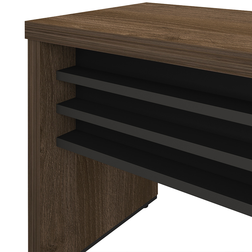 Mesa de Escritório Executiva Marrom e Preta 136 cm