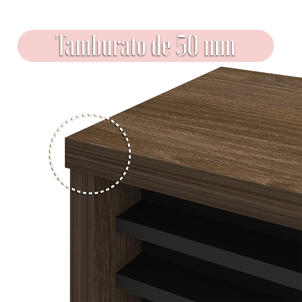 Mesa de Escritório Executiva Marrom e Preta 136 cm