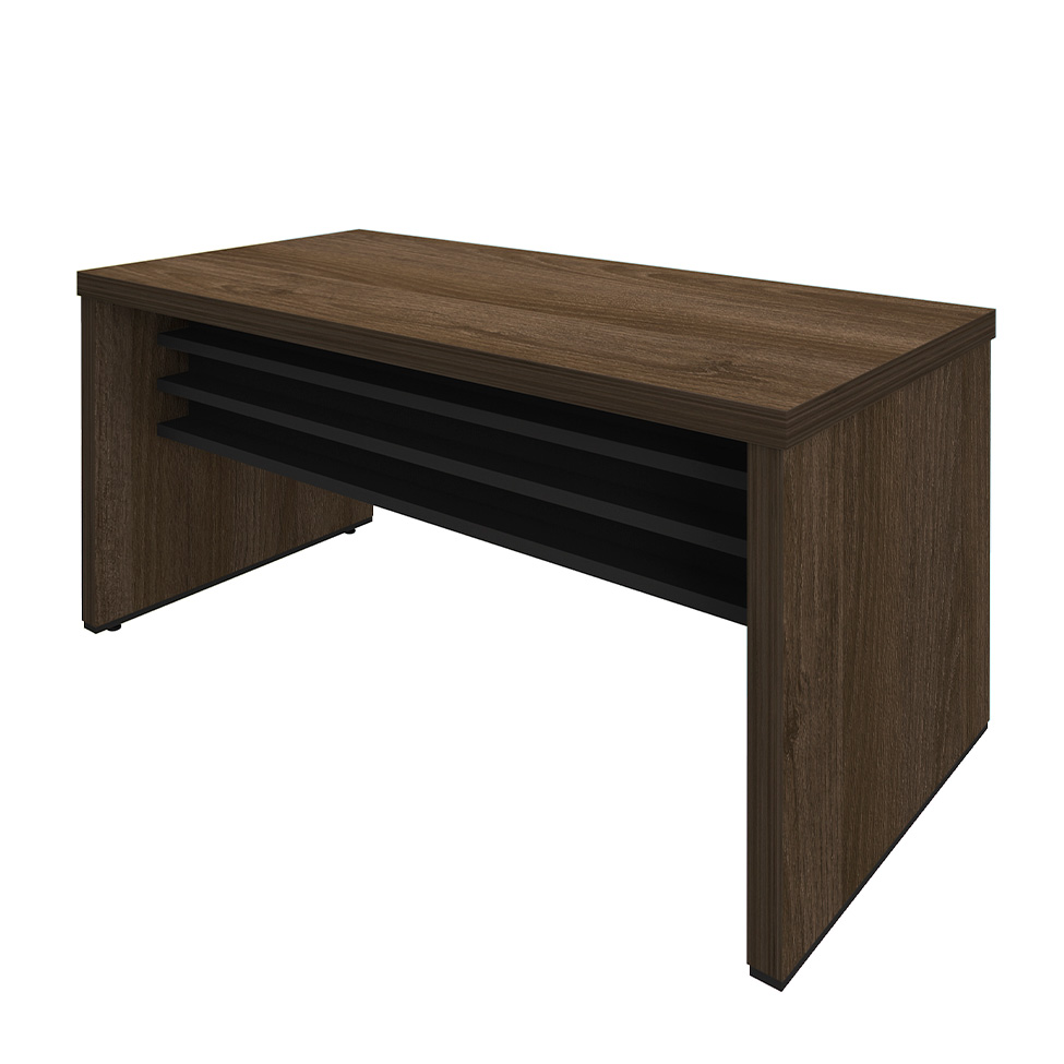 Mesa de Escritório Executiva Marrom e Preta 159 cm