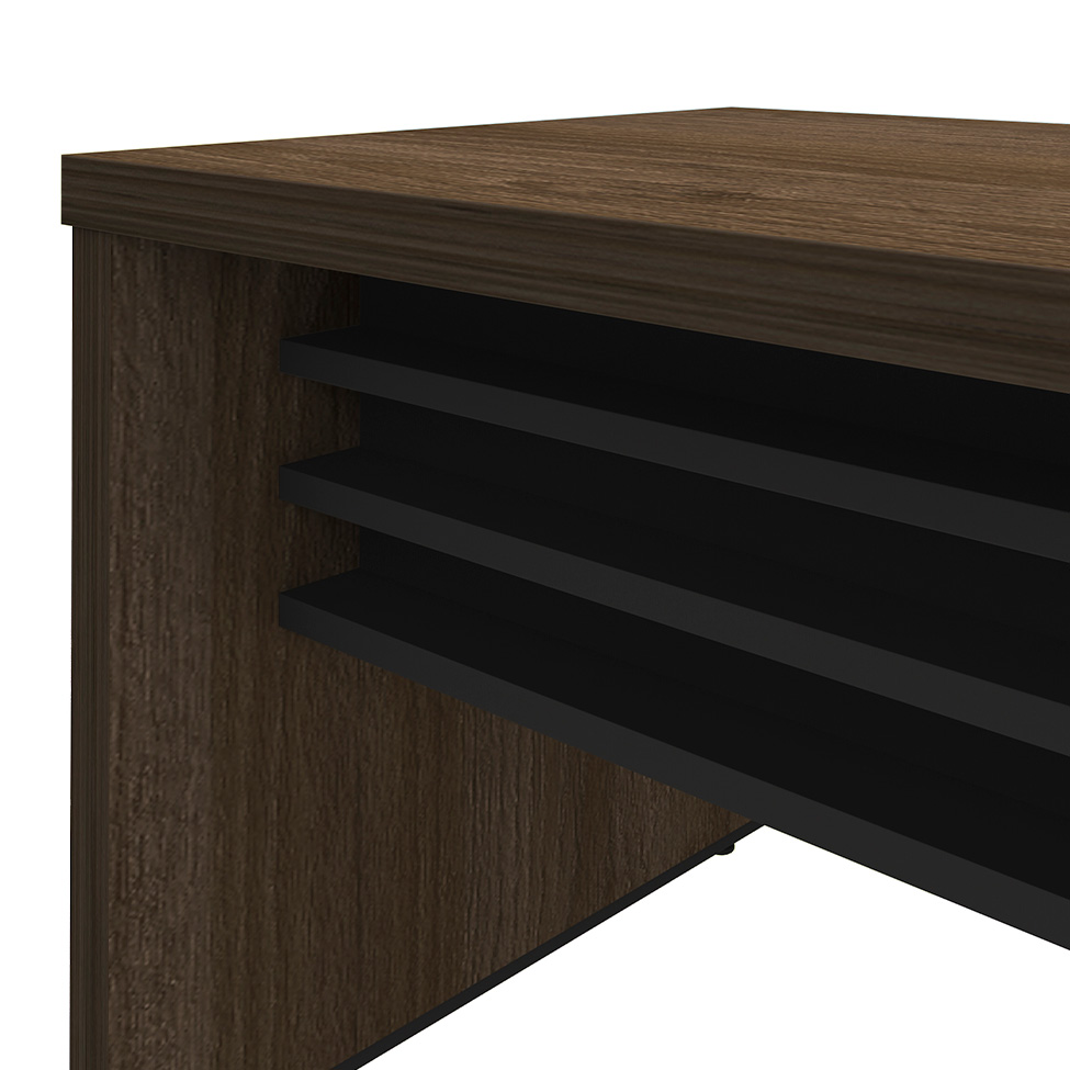 Mesa de Escritório Executiva Marrom e Preta 159 cm