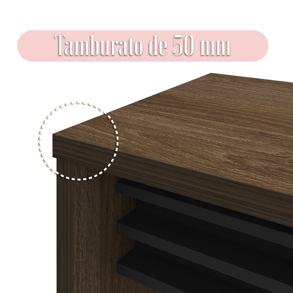 Mesa de Escritório Executiva Marrom e Preta 159 cm