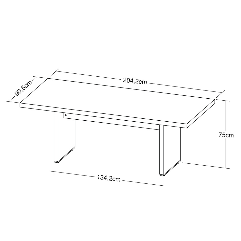 Mesa de Escritório Executiva Marrom e Preta 204 cm
