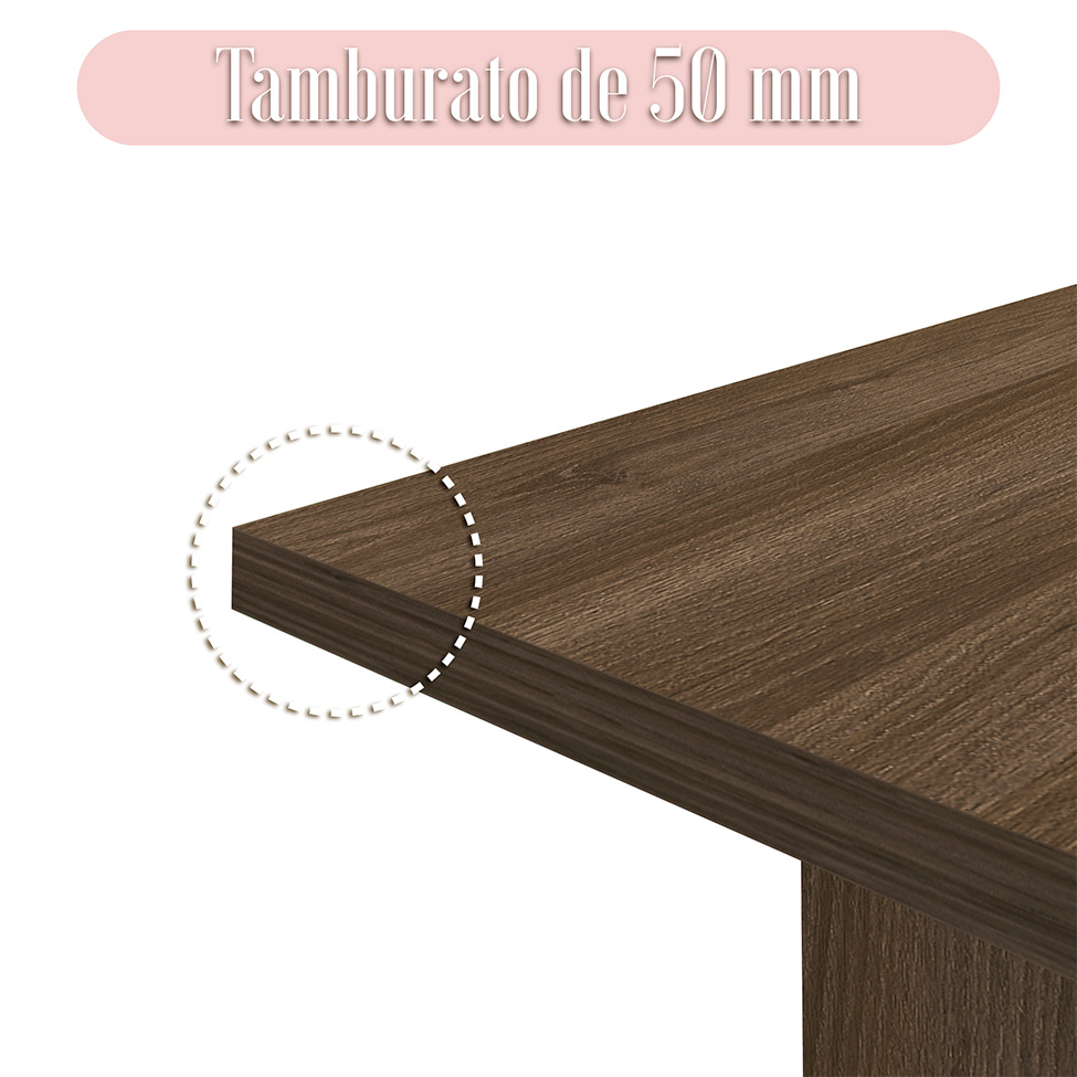 Mesa de Escritório Executiva Marrom e Preta 204 cm