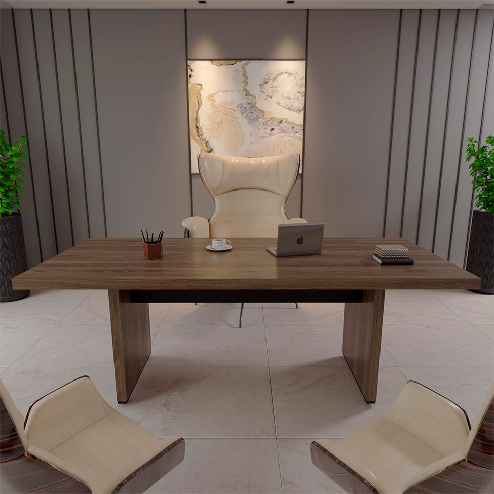 Mesa de Escritório Executiva Marrom e Preta 204 cm