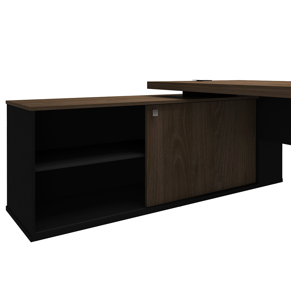 Mesa de Escritório Executivo 1 PT Marrom e Preta