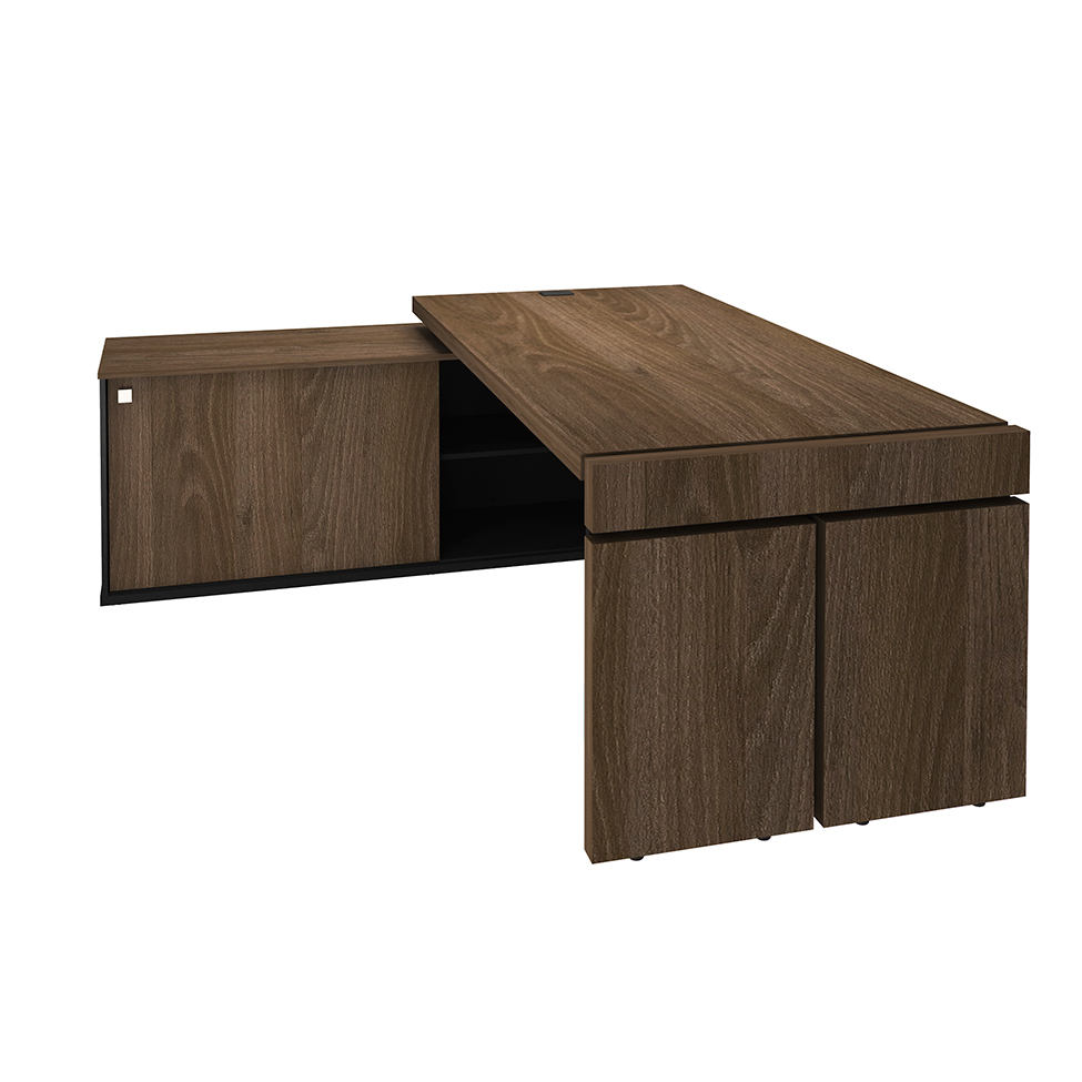 Mesa de Escritório Executivo 1 PT Marrom e Preta
