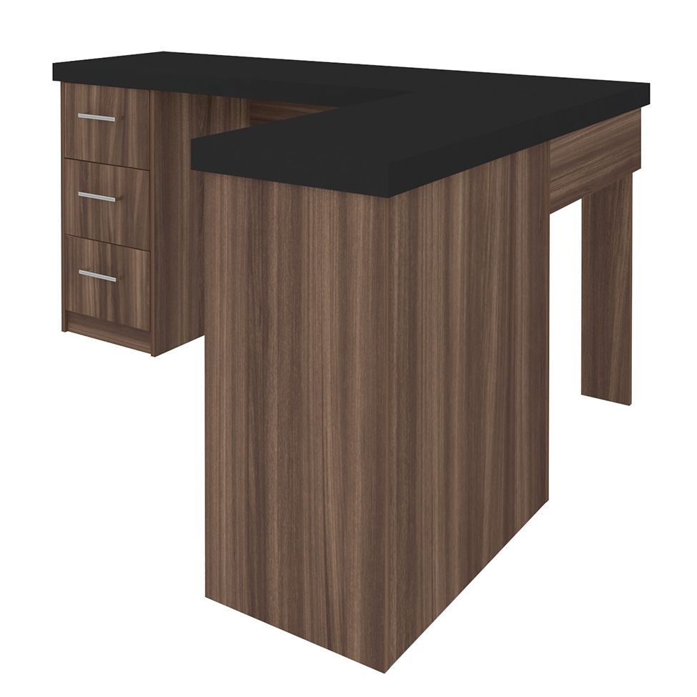 Mesa de Escritório Mali Preta e Ipê