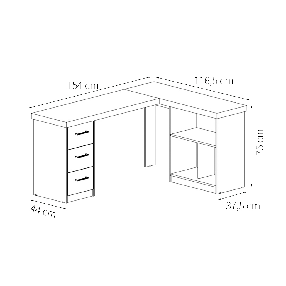 Mesa de Escritório Mali Preta e Ipê
