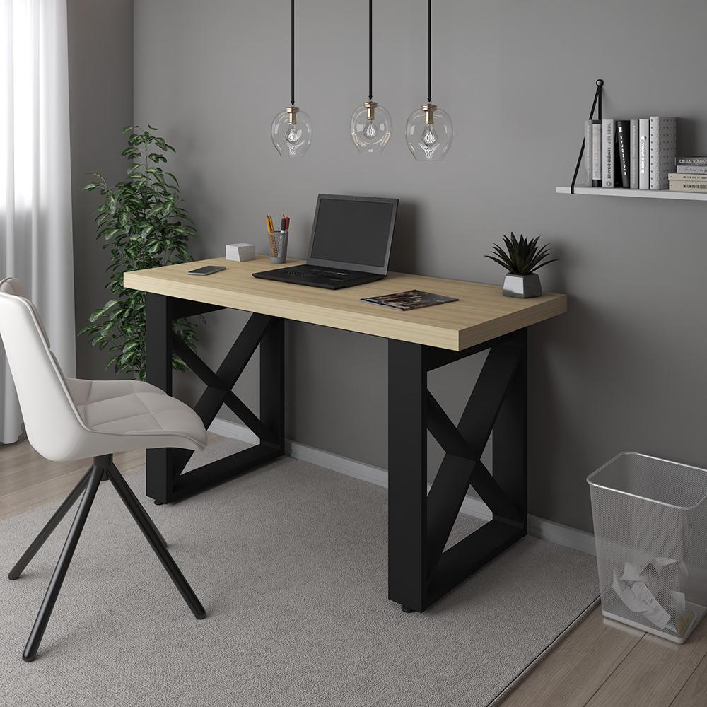 Mesa de Escritório Moderna Michigan Carvalho Preto