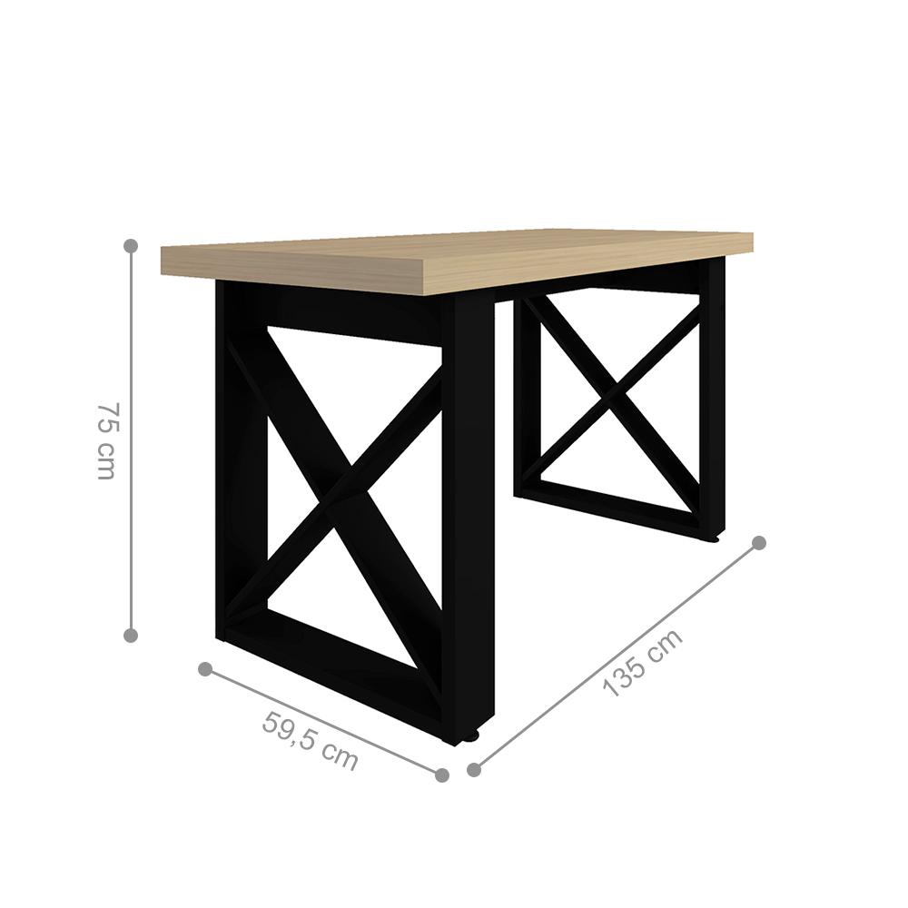 Mesa de Escritório Moderna Michigan Carvalho Preto