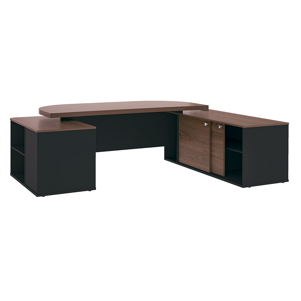Mesa de Escritório Presidente Tebis 2 PT 4 GV Marrom e Preta