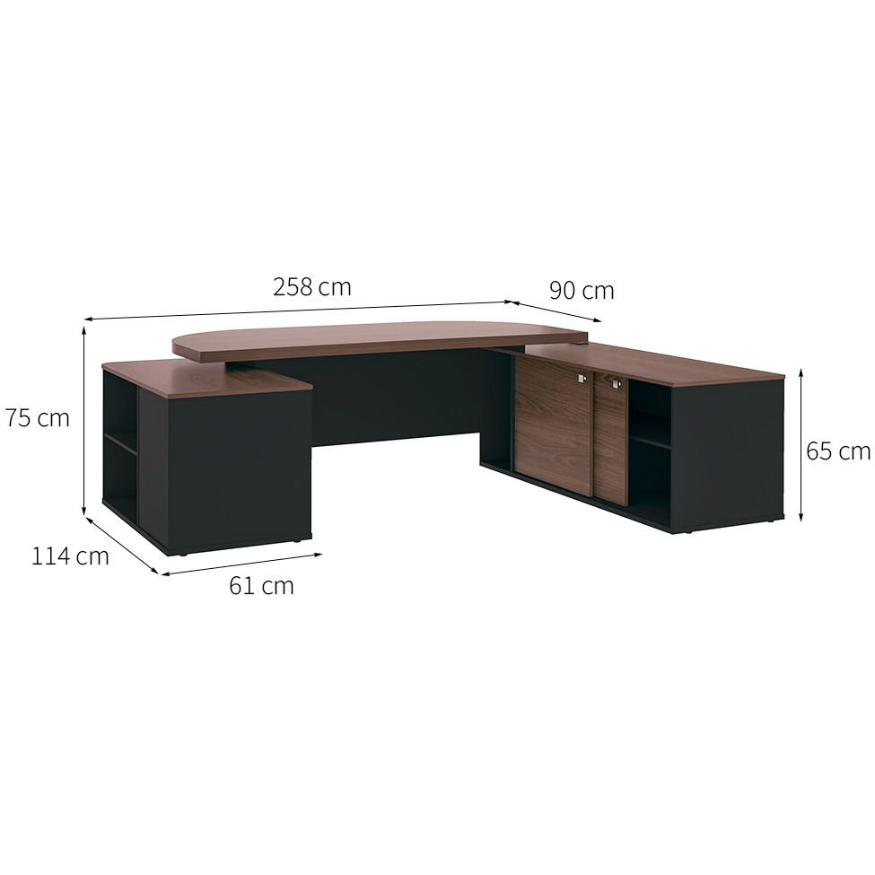 Mesa de Escritório Presidente Tebis 2 PT 4 GV Marrom e Preta