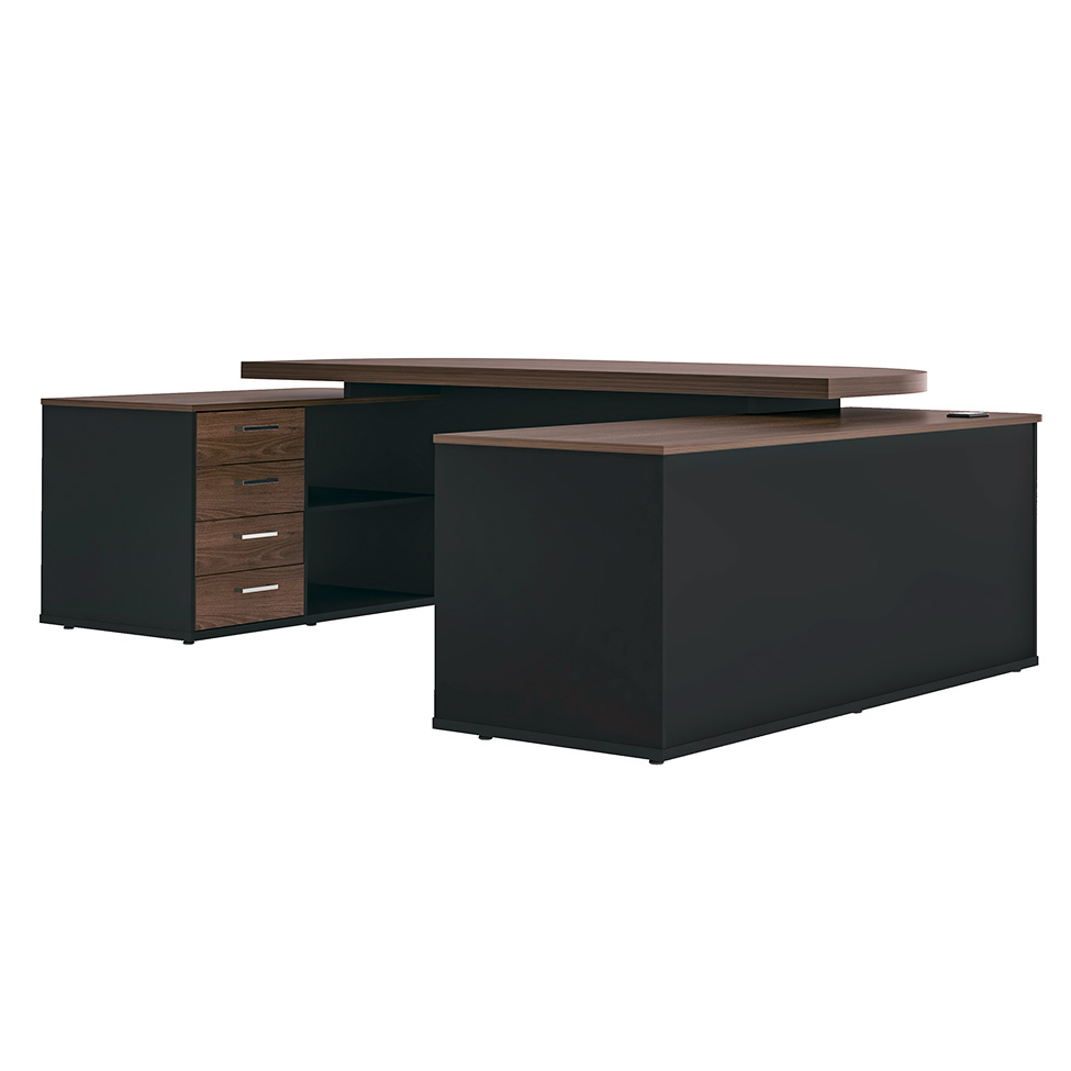 Mesa de Escritório Presidente Tebis 2 PT 4 GV Marrom e Preta