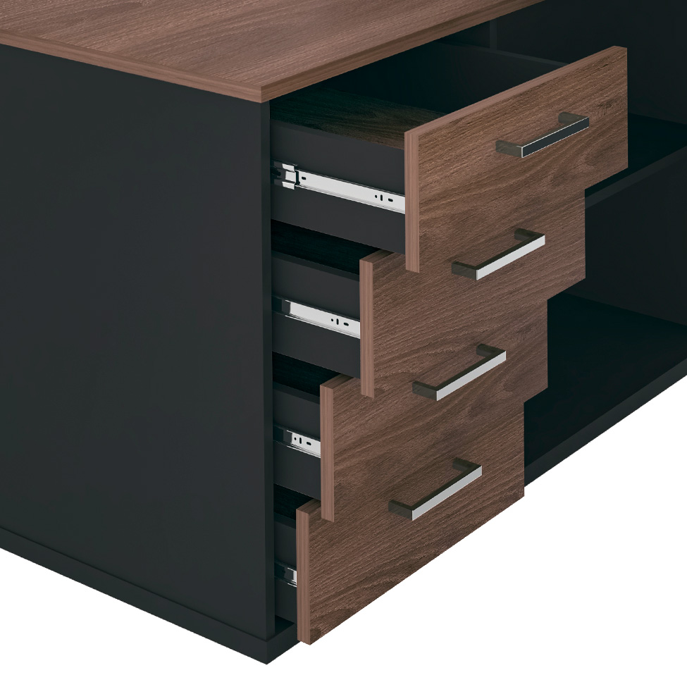 Mesa de Escritório Presidente Tebis 2 PT 4 GV Marrom e Preta