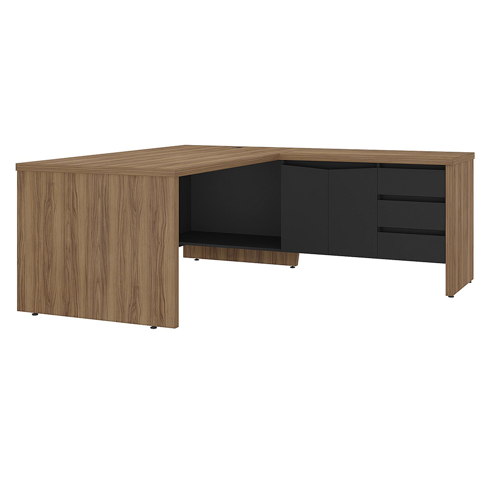 Mesa de Escritório Tebis 2 PT 3 GV Nogal e Preta